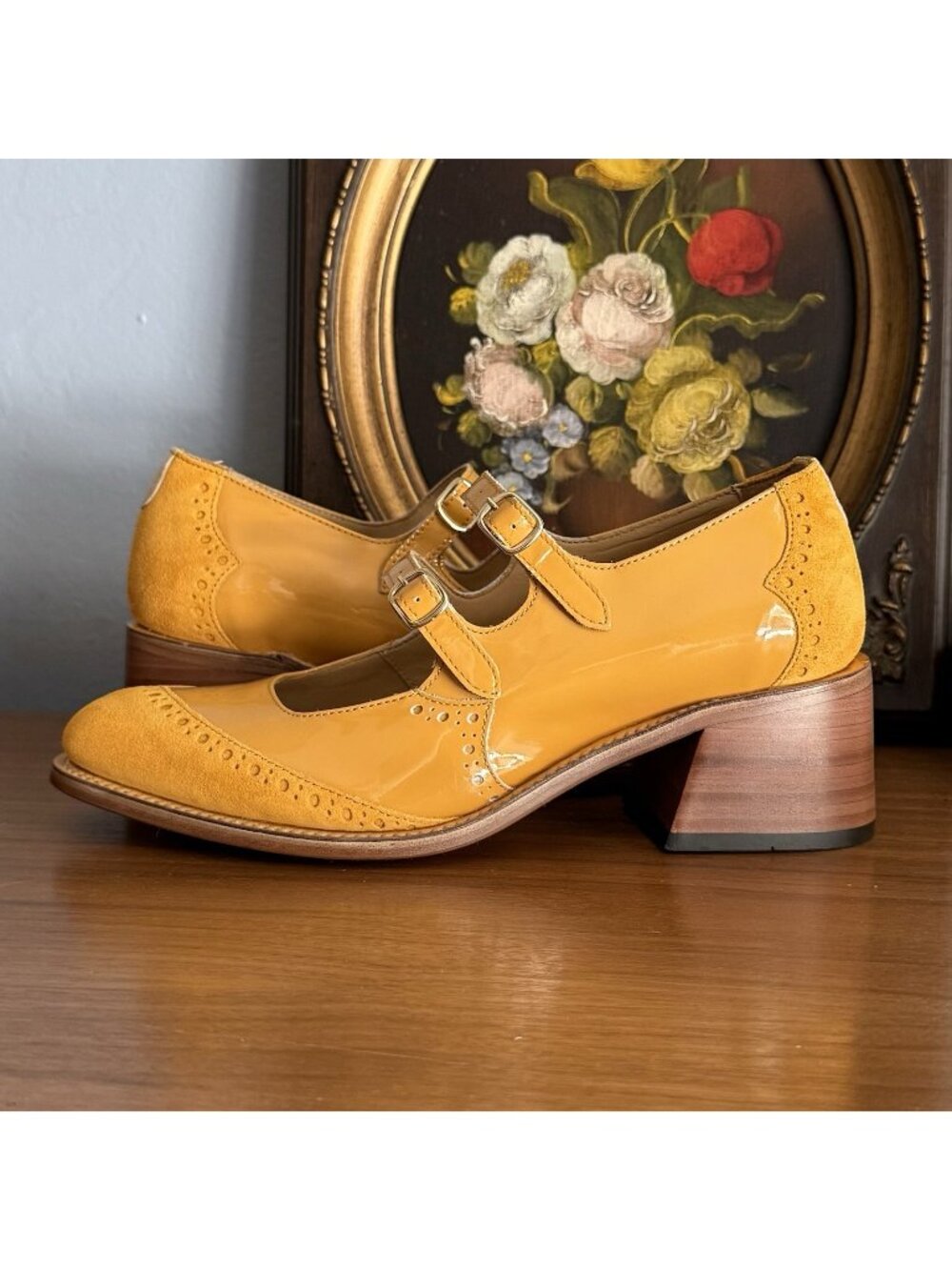 The Office of Angela Scott Miss Amelie Mary Jane Pump Marigold Size 37.5 NWOT